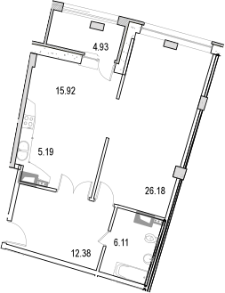 Планировка — Маршал, 2-комн., 66 м²