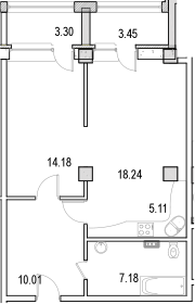 Планировка — Маршал, 2-комн., 53 м²