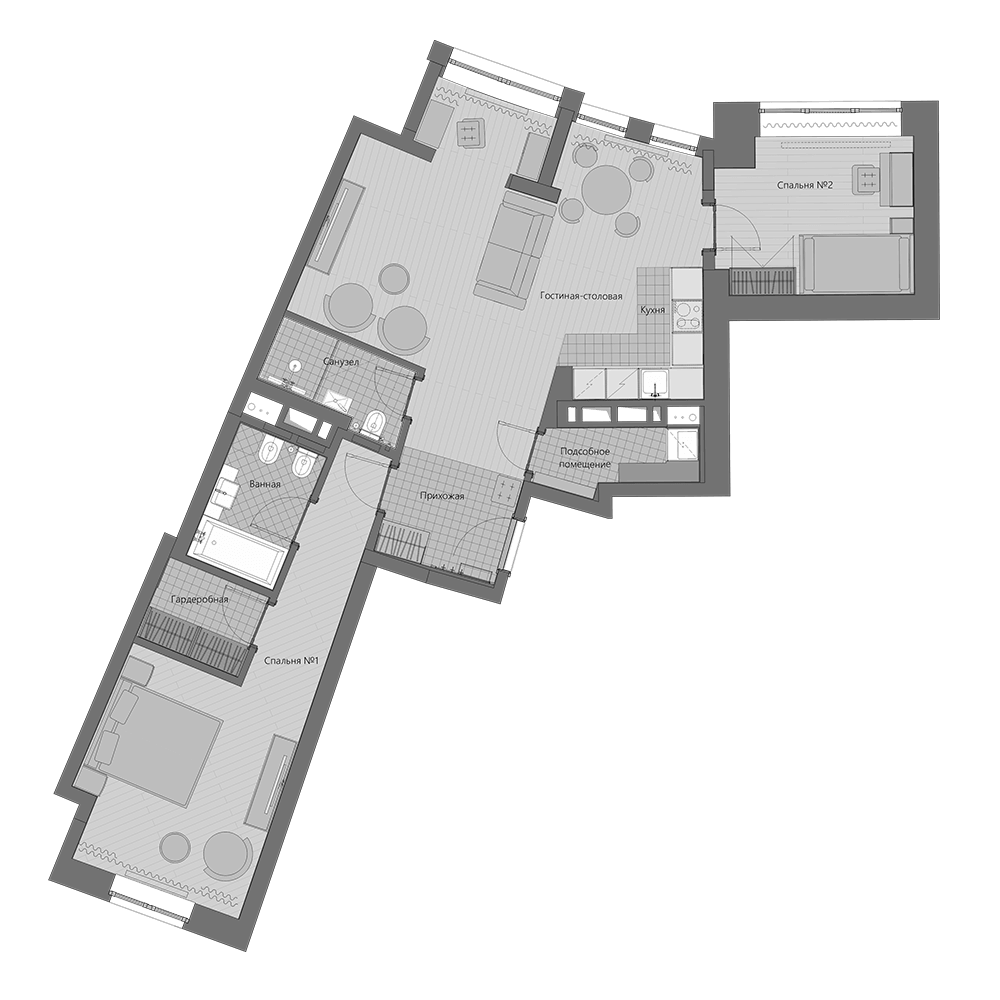 Планировка — Маршал, 3-комн., 81 м²