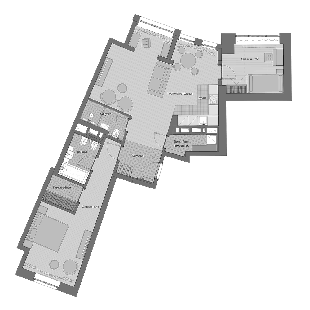 Планировка — Маршал, 3-комн., 85 м²