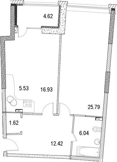 Планировка — Маршал, 2-комн., 68 м²