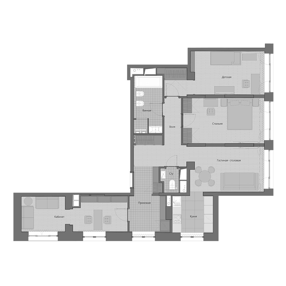 Планировка — Маршал, 4-комн., 98 м²