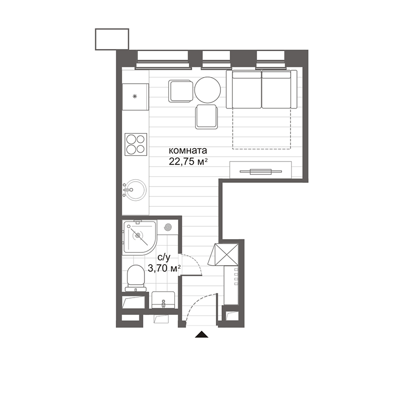 Планировка — Ситимикс Новокосино, Студия, 26 м²