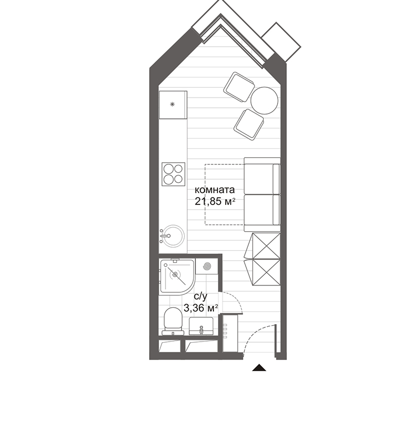 Планировка — Ситимикс Новокосино, Студия, 25 м²