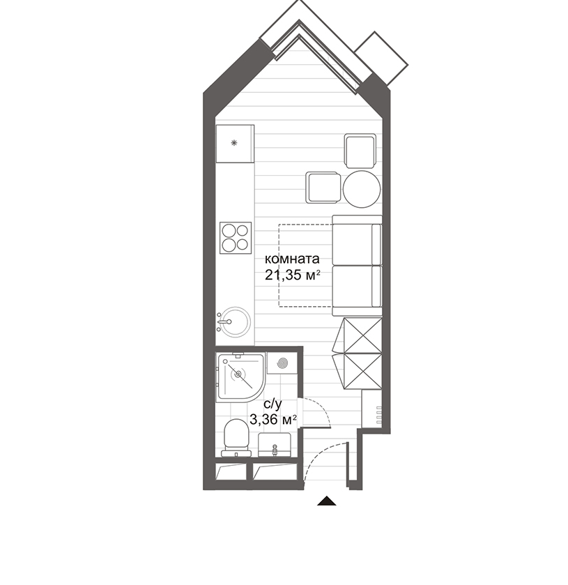 Планировка — Ситимикс Новокосино, Студия, 25 м²