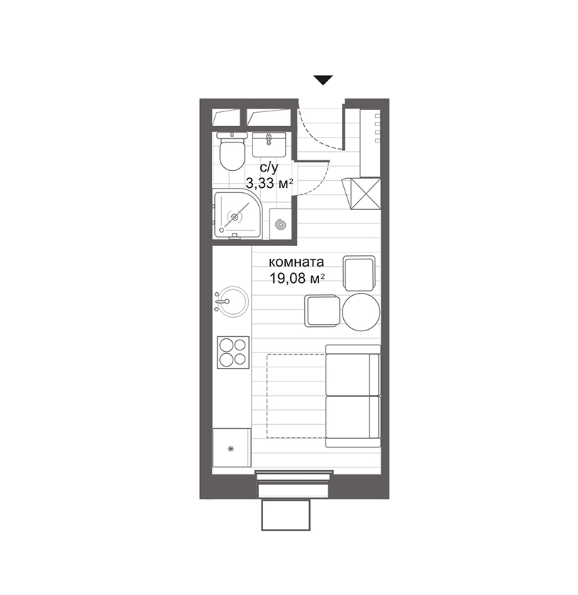 Планировка — Ситимикс Новокосино, Студия, 22 м²