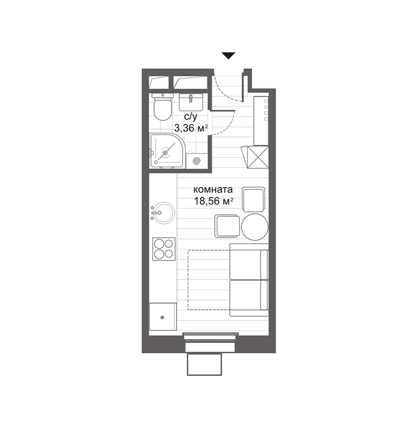 Планировка — Ситимикс Новокосино, Студия, 22 м²