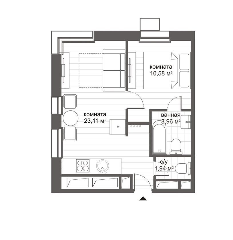 Планировка — Ситимикс Новокосино, 2-комн., 40 м²