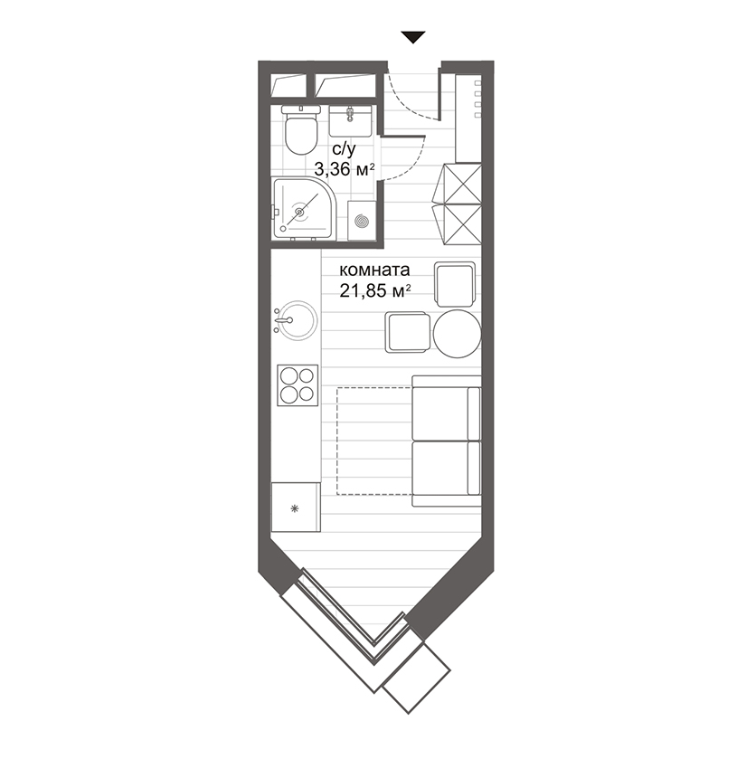 Планировка — Ситимикс Новокосино, Студия, 25 м²