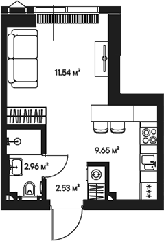 Планировка — Джойс, Студия, 27 м²