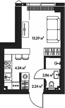 Планировка — Джойс, Студия, 23 м²