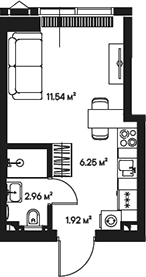 Планировка — Джойс, Студия, 23 м²