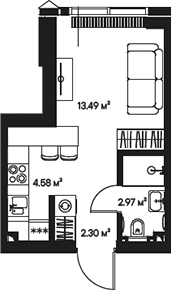 Планировка — Джойс, Студия, 23 м²