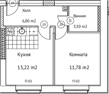 Планировка — Домплюс, 1-комн., 35 м²
