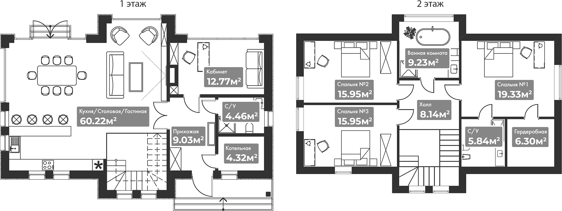 Планировка — Коттеджный поселок Резиденция Булатово, 4-комн., 180 м²