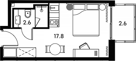 Планировка — Апарт-отель Аквилон Сигнал, Студия, 20 м²