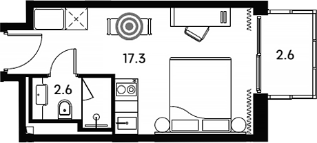Планировка — Апарт-отель Аквилон Сигнал, Студия, 20 м²