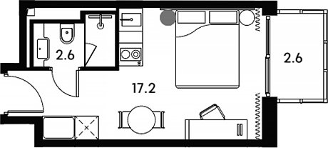 Планировка — Апарт-отель Аквилон Сигнал, Студия, 20 м²