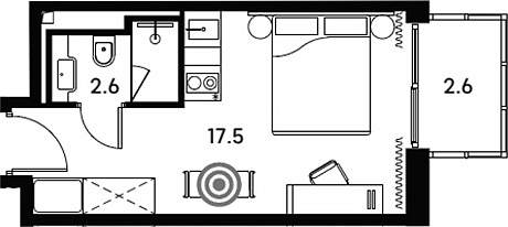 Планировка — Апарт-отель Аквилон Сигнал, Студия, 20 м²
