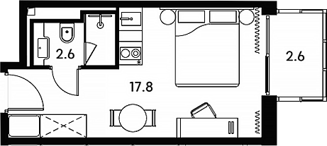 Планировка — Апарт-отель Аквилон Сигнал, Студия, 20 м²