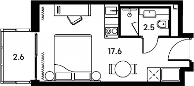 Планировка — Апарт-отель Аквилон Сигнал, Студия, 20 м²