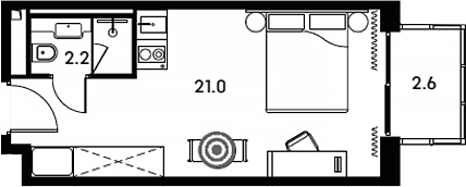 Планировка — Апарт-отель Аквилон Сигнал, Студия, 23 м²