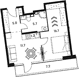 Планировка — Аквилон Сигнал, 1-комн., 40 м²