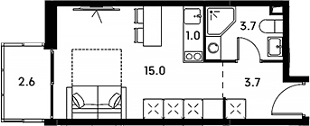 Планировка — Аквилон Сигнал, Студия, 23 м²