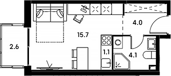 Планировка — Аквилон Сигнал, Студия, 25 м²