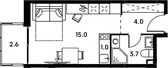 Планировка — Аквилон Сигнал, Студия, 24 м²