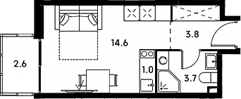 Планировка — Аквилон Сигнал, Студия, 23 м²