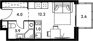 Планировка — Аквилон Сигнал, Студия, 21 м²