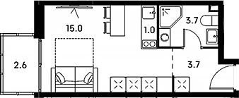 Планировка — Аквилон Сигнал, Студия, 23 м²