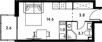 Планировка — Аквилон Сигнал, Студия, 23 м²