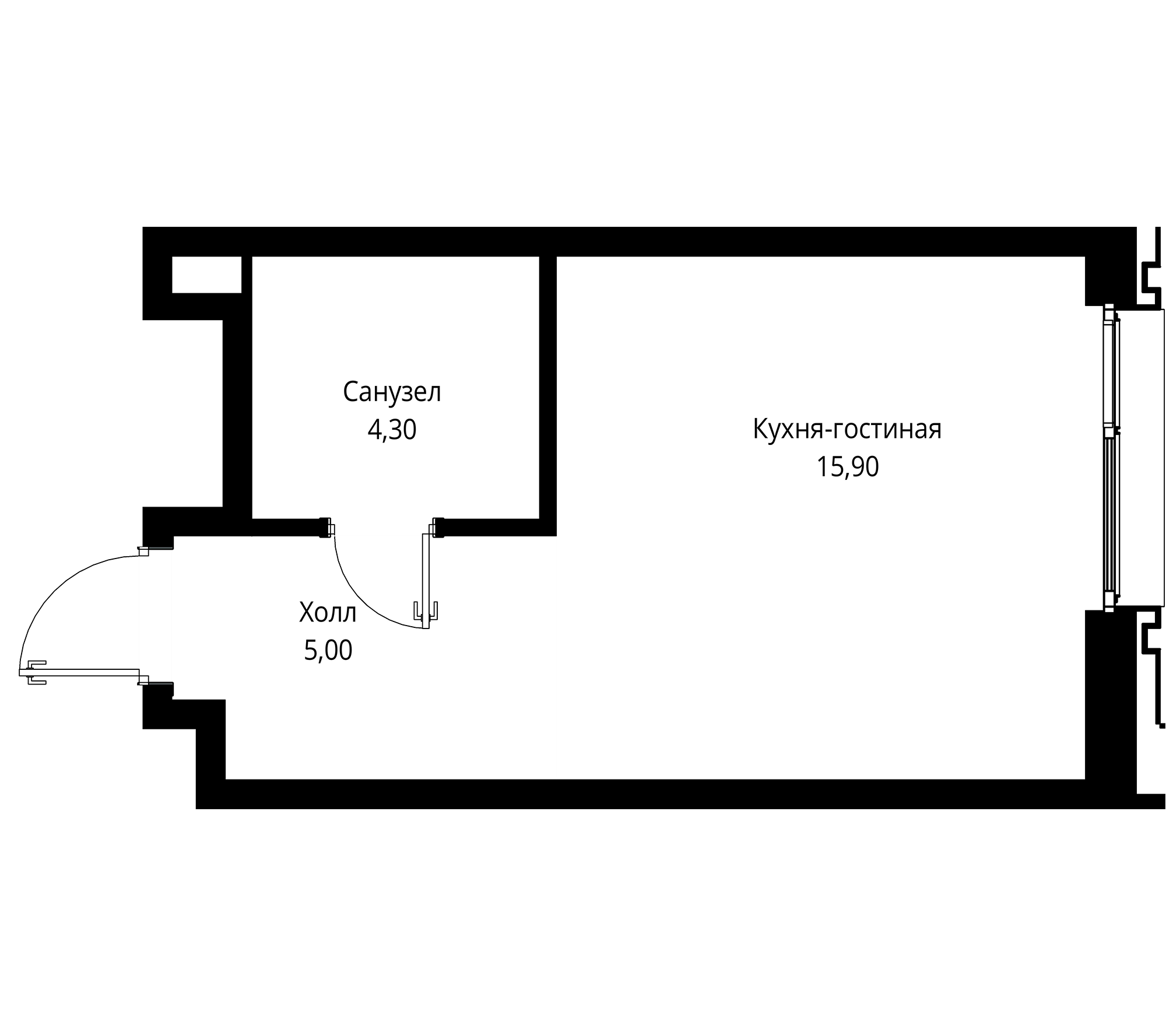 Планировка — СИТИДЗЕН, Студия, 25 м²