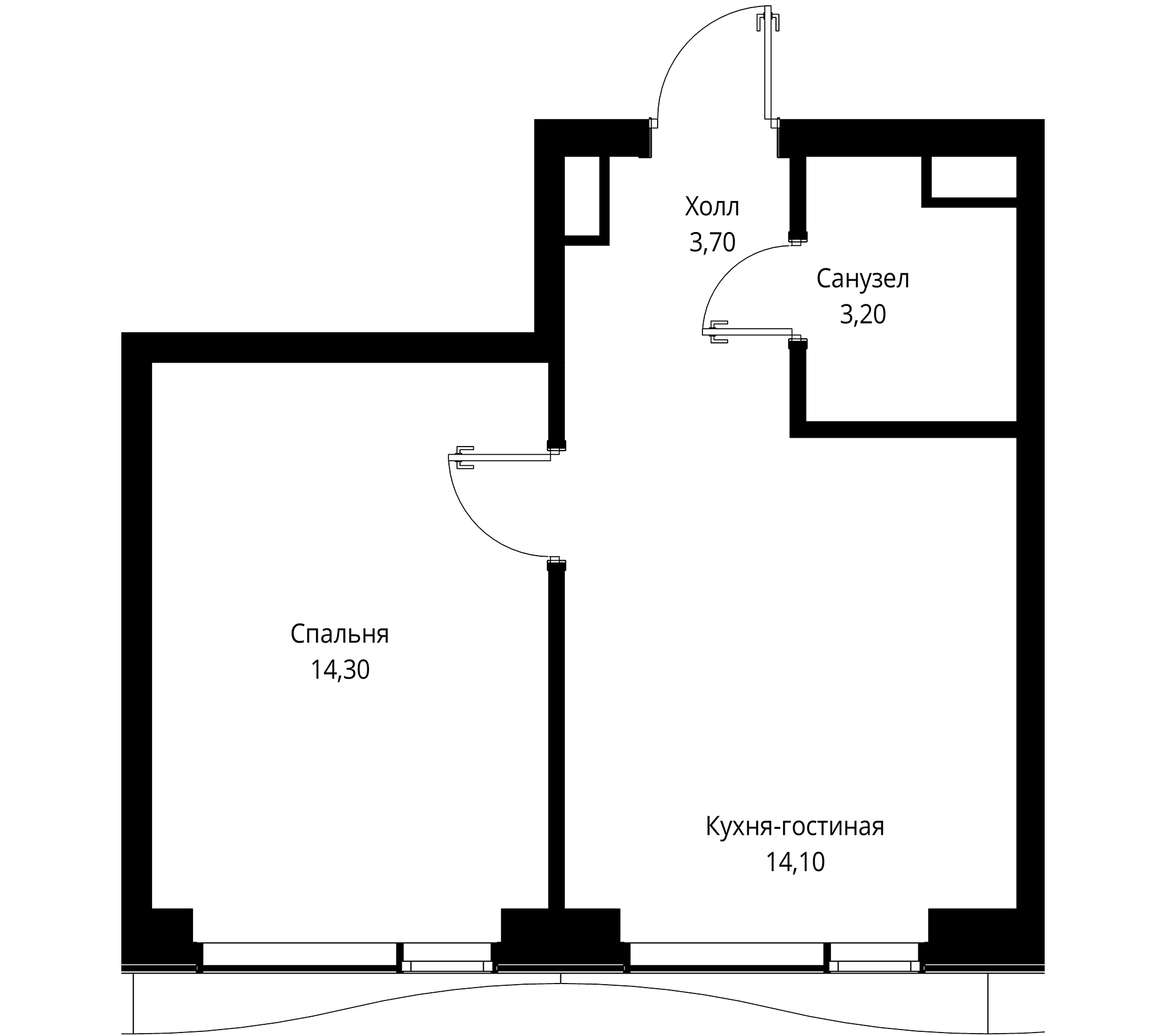 Планировка — СИТИДЗЕН, 2-комн., 35 м²