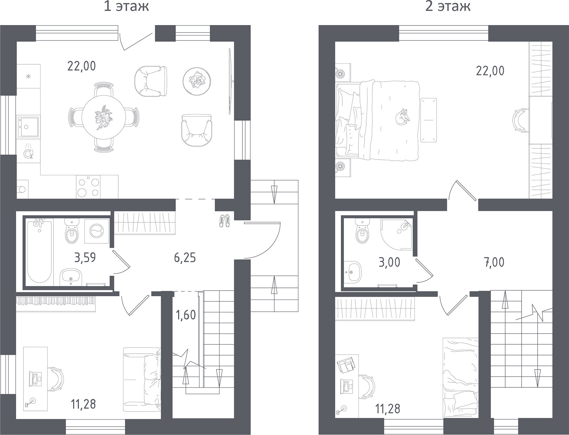 Планировка — Коттеджный поселок Истра Дом, 3-комн., 103 м²
