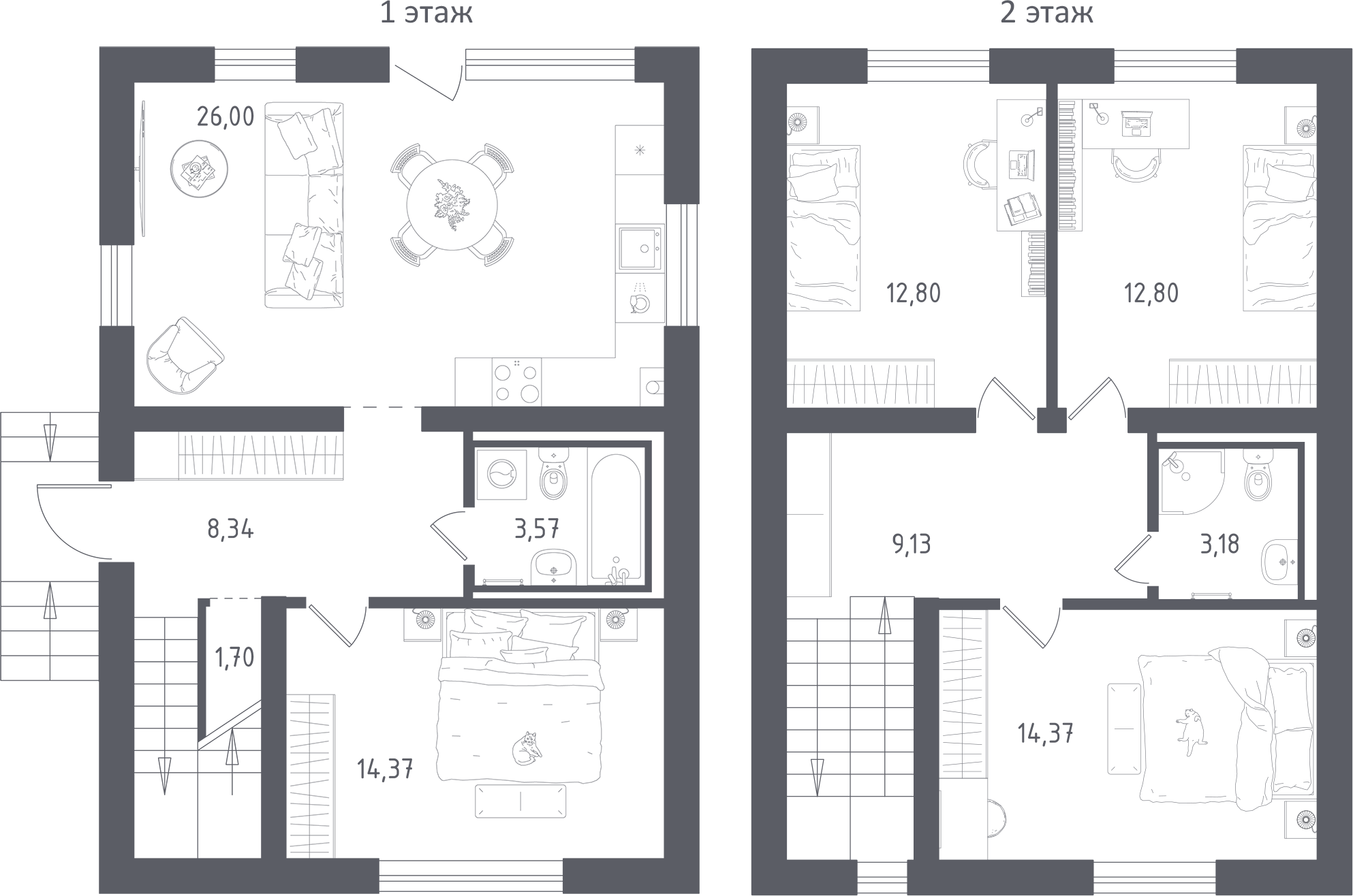 Планировка — Коттеджный поселок Истра Дом, 4-комн., 122 м²