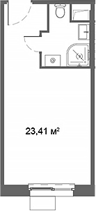 Планировка — Ситимикс, Студия, 23 м²