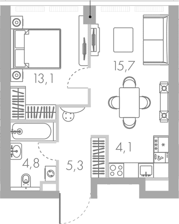 Планировка — Ривер Парк Кутузовский, 2-комн., 43 м²