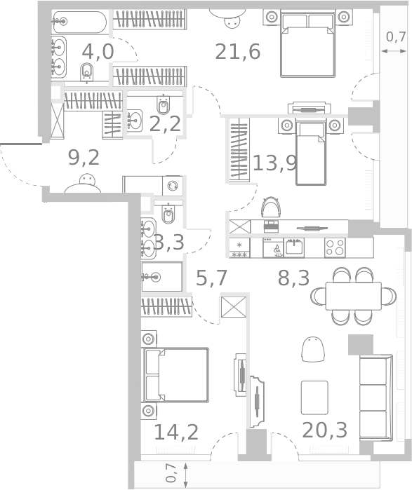 Планировка — Ривер Парк Кутузовский, 4-комн., 103 м²