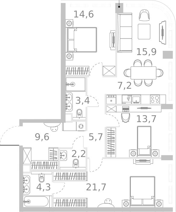 Планировка — Ривер Парк Кутузовский, 4-комн., 98 м²