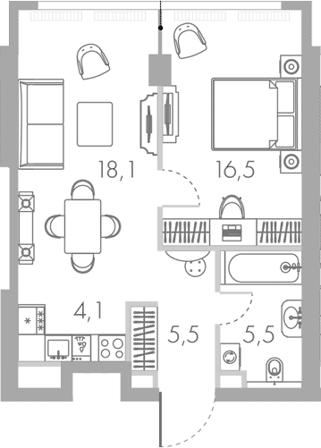 Планировка — Ривер Парк Кутузовский, 2-комн., 50 м²
