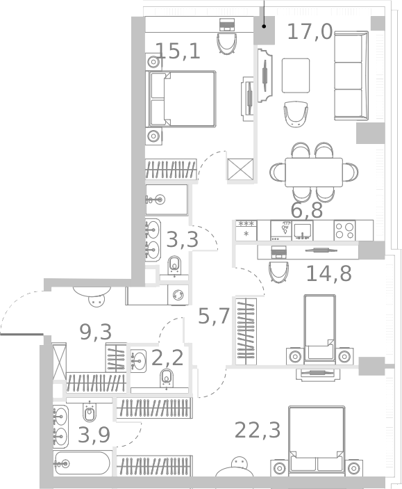 Планировка — Ривер Парк Кутузовский, 4-комн., 100 м²