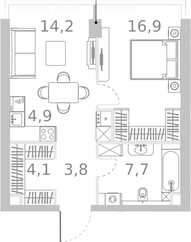 Планировка — Ривер Парк Кутузовский, 2-комн., 52 м²