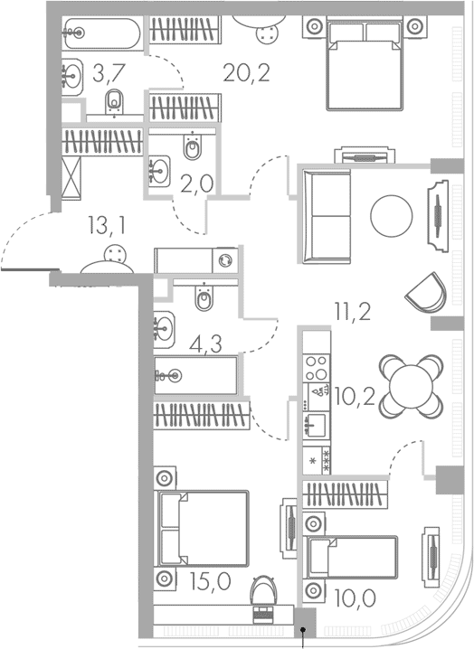 Планировка — Ривер Парк Кутузовский, 4-комн., 90 м²