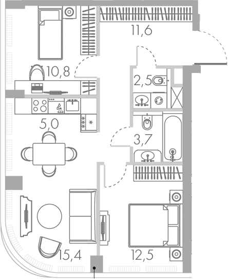 Планировка — Ривер Парк Кутузовский, 3-комн., 61 м²