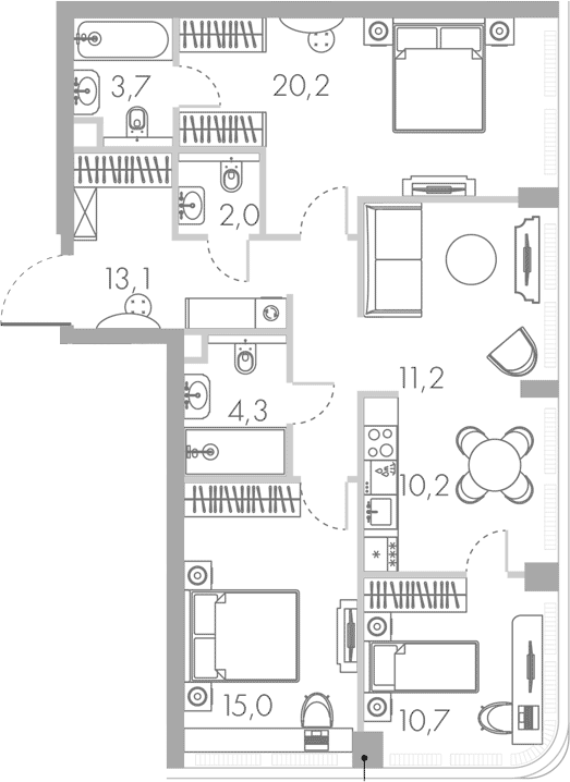 Планировка — Ривер Парк Кутузовский, 4-комн., 90 м²