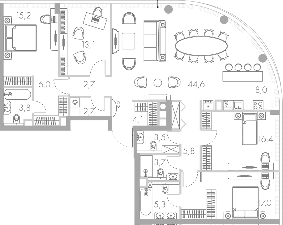Планировка — Ривер Парк Кутузовский, 5-комн., 152 м²