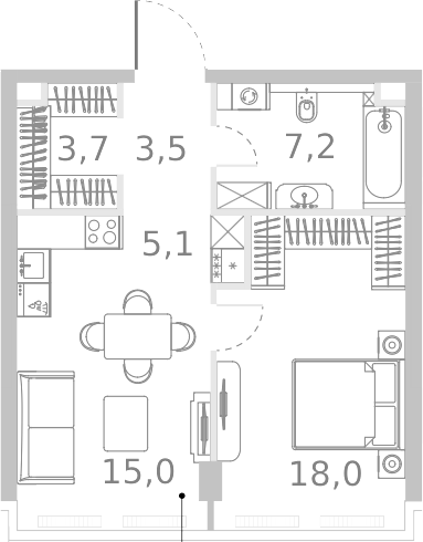 Планировка — Ривер Парк Кутузовский, 2-комн., 53 м²